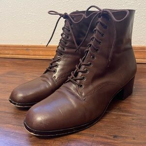 Nine West Vintage Y2K Leather Lace-Up Boots Academia Brown Women’s 8.5